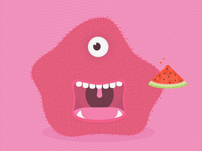 Watermelon Monster cute food illustration monster pink series texture water color watermelon