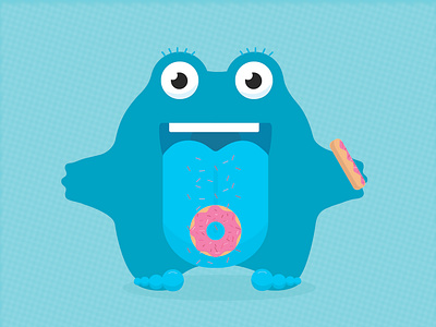 Donut Monster blue donuts food illustration monster sprinkles