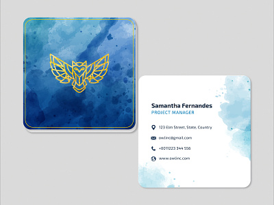 Visitng Card Watercolour Blue adobe illustrator brand business businesscarddesign square business card visiting cards