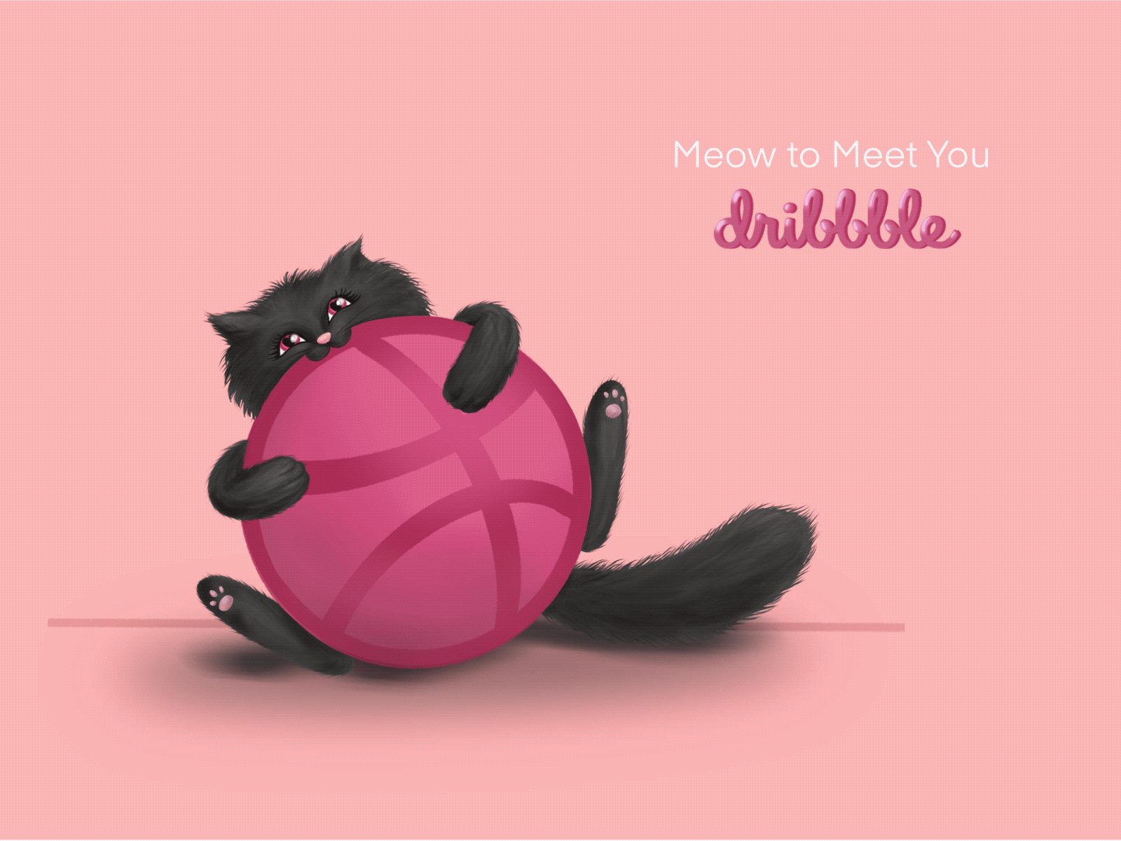 Meow to Meet You, Dribbble! graphic design illustration