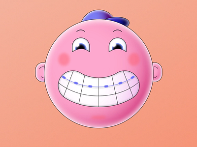 Smiley face animated animation after effects boy braces character character animation character design face gradient happy illustration motion smile smiley smiley face