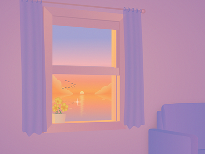 Window at sunset