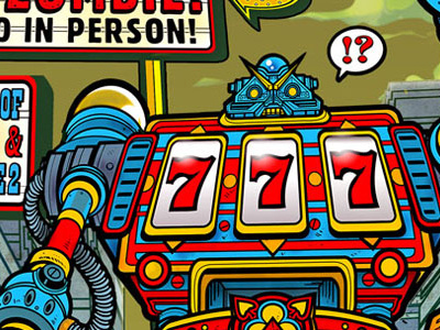 Royal Flush book 7 poster 7 book design fest flush gamblor illustration logo machine poster rob robot royal slot zombie