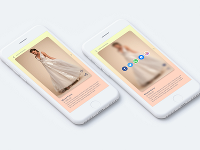 Social share UI for bridal dress app adobe xd app design dress fashion ui uiux ux wedding