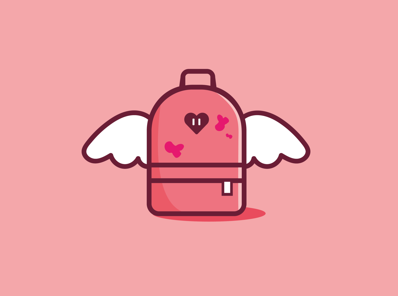 Always Fashionable angel anime apocalypse backpack bloody cute design flat design gakkougurashi girls girly illustraion pink school-live vector wings zombie