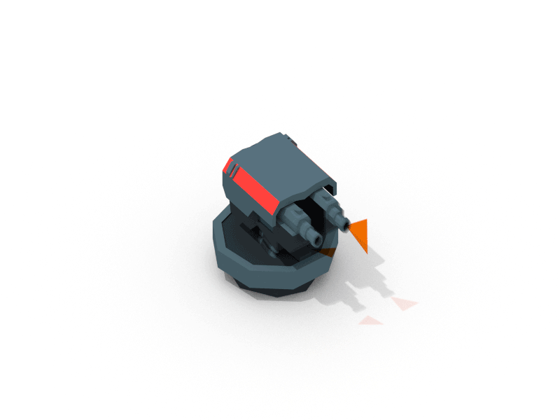 FIRE 3d game gun isometric lowpoly turret