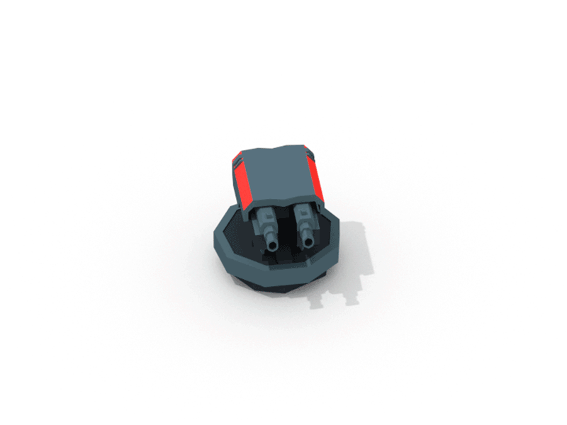 IDLE 3d game gun isometric lowpoly turret