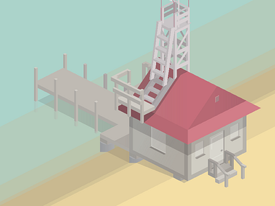 The lifeguard house game art isometric vector