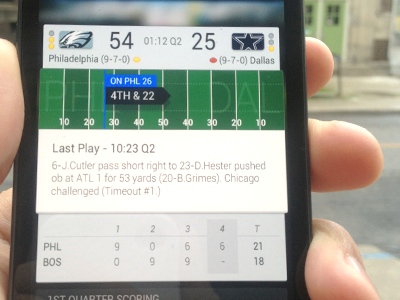 Live Game android cards football matchup scores sports teams