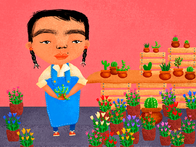 la señora de las flores adobe brush digital illustration flowers illustration mexico photoshop texture wacom woman