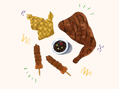 Filipino Grilled Food art color design digital art digital illustration doodle editorial filipino food food illustration illustration philippines procreate