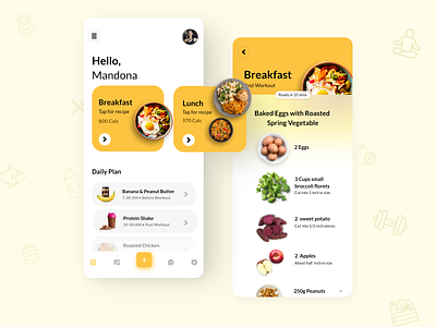 Nutrition Diet APP app color concept design food food app future gym nutrition service ui yellow