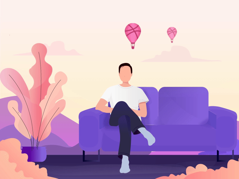 First Flying Shot design art gif human illustraion illustraor nature purple relax shades sofa vector animation