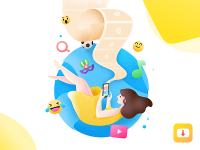 Snaptube World colorful emoji girl music page sketch snaptube start video world