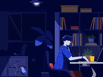 Working night illustration 插图