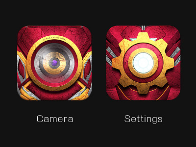 camera and settings icon iron man