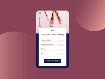 Daily UI 002 Credit Card Checkout (Beauty E-Commerce) app credit card credit card checkout daily 100 challenge dailyui dailyui 002 dailyuichallenge design e commerce app figma make up minimal payment ui ui design ux ux design