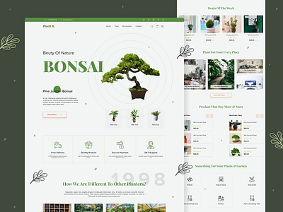 Plant It Landing Page Design 2020 design ecommerce design exploration landing landing page landing page design layout design layout exploration modern design plant shop plants shopify theme shopping cart theme design trending ui ui designs ui ux uxui design webpage design website concept