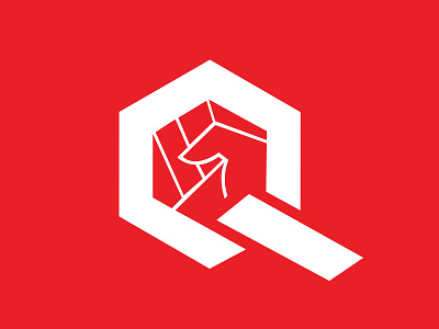 Quwah branding fist free throw graphic hand identity lettering logos metaphor strength typographic