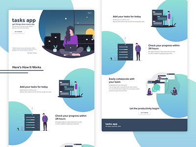 A Landing Page adobe xd blue design desktop app home page how it works landing landing page task manager ui ui design ui ux ux ux design web design wireframing