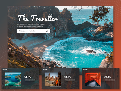 The Traveller adobe xd design desktop app home page landing landing page photos search travel travel app travelling ui ui design ui ux ux ux design web design wireframing