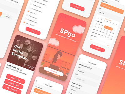 Leave Tracking App adobe xd calendar holidays home screen hr app leave tracker mobile mobile app orange splash ui ui design ui ux ux design vacation vacations wireframing work from home