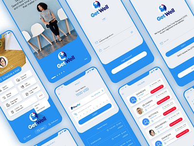 Get Well App Design (Covid Update) app ui design app ux design coronavirus coronavirus info covid covid 19 getwell healthcare app iphone app medical app payment pharmaceutical schedule app search doctor