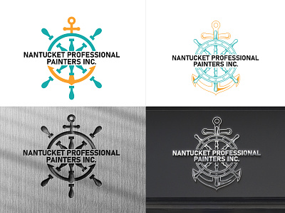 Nantucket Professional Painters Inc Logo Design anchor logo branding design flat iconic logo logo logo design ship wheel