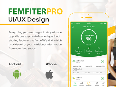 Food Nutrition App UI/UX diet app ui diet nutrition app exercise app femfiterpro fitness app ui food and beverage food and drink food app gym dieting app health app