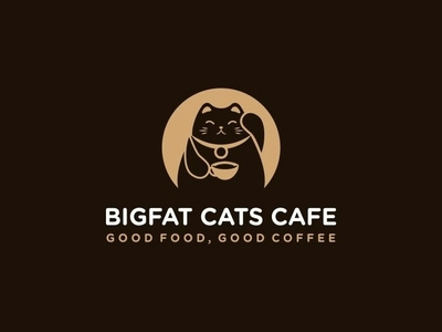 Bigfat Cats Cafe animal logo cat cat cafe drink geometric logo icon icon logo logo logo design vector