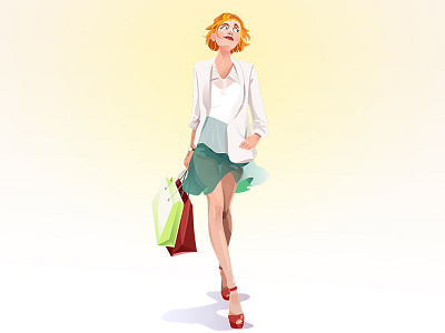 New dream character dream girl high heels legs illustration shopping vector