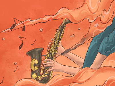 Saxophone digital art illustration music