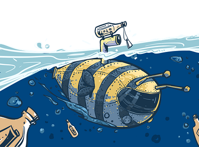 Submarine artwork design digital art drawing graphicdesign illustration ocean tshirt