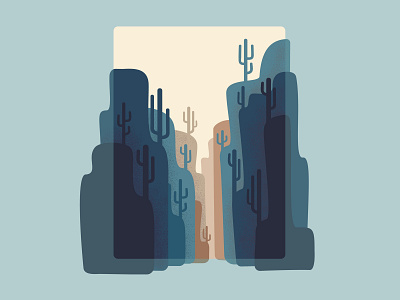 Cactus landscape blue cactus canyon colorpalette colors design flat floral illustration illustrator landscape landscape illustration mountains nature postcard