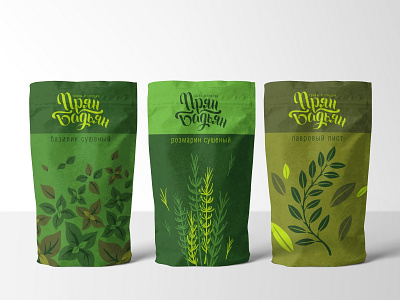 spices packaging basil colors design flat grass green herbs illustration illustrator lettering logo nature package packaging packagingdesign palette pouch rosemary spices