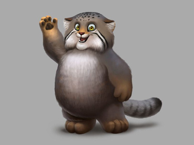 Manul wild cat character fluffy manul
