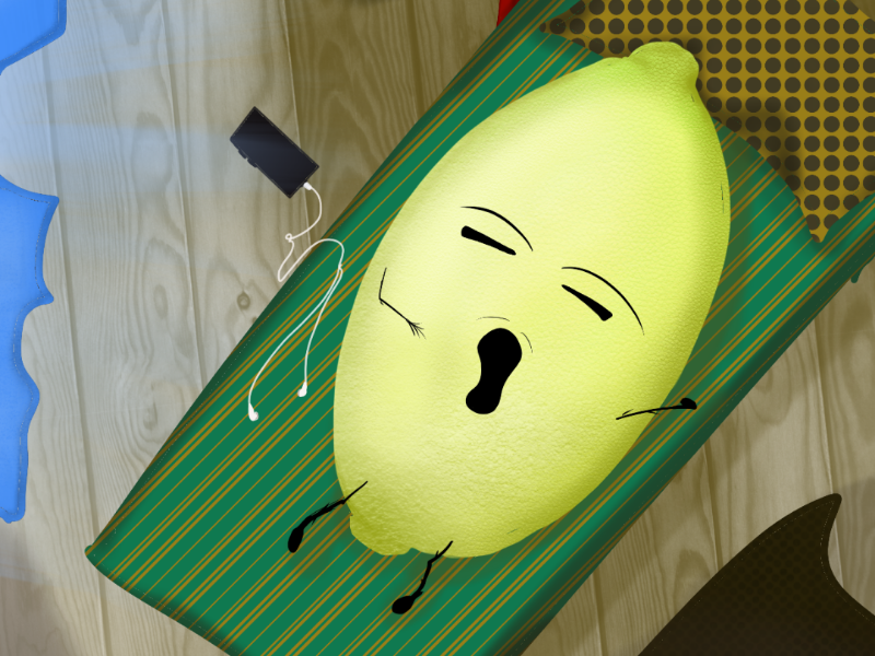 Lemon morning morning shadows shape composition flat manner joke style character idea green quick yellow color fun illustration