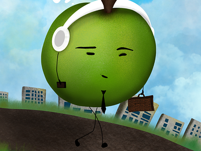 Apple working time apple clouds green hero illustration lights road second thoughts time walking working