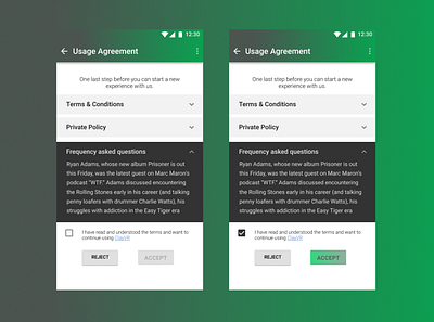 Mobile user agreement accordion adaptive design app design material ui mobile ui