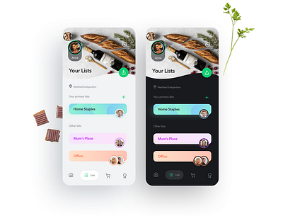 Grocery Shopping List app design clean ui collaboration dark mode food food app grocery grocery app grocery online ios ios app mobile app mobile app design mobile ui shopping app social uidesign uxdesign