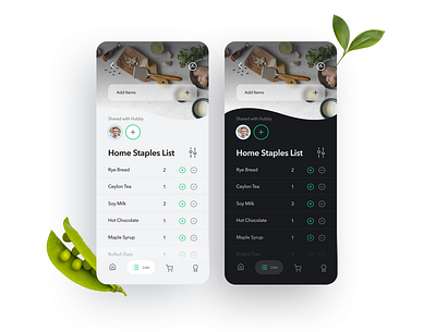 Grocery Shopping List app design clean ui collaboration dark mode food app grocery grocery app grocery list grocery store ios app minimal mobile app mobile ui shop online shopping app social uidesign uxdesign