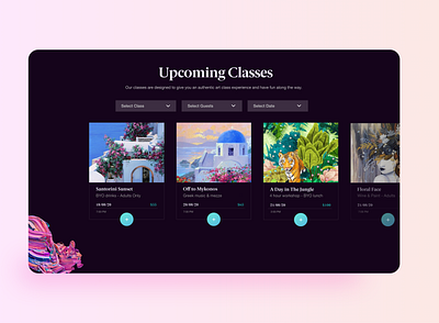 Sip n' Paint abstract activity art artist artwork booking classes clean ui education events functions minimal paint painter paintings reserve uidesign uxdesign webdesign wine