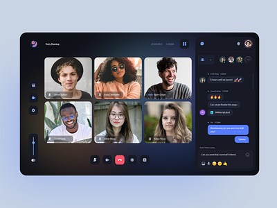 Video Conferencing Concept app design clean ui dark mode dark ui dashboad dashboard ui minimal uidesign uxdesign video videocall videochat web app webapp design webdesign