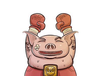 Pig Boxer boxing boxing glove character characterdesign design doodle graphic design illustration photoshop photoshop art pig