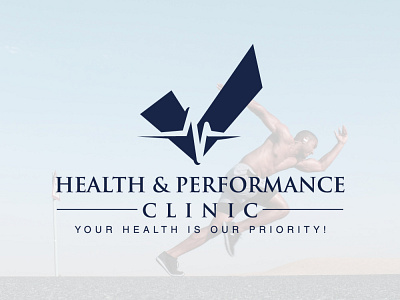 Health & Performance Clinic clean logo clinic fitness health heartbeat lifeline medical performance rehabilitation simple logo sport tick