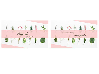 Businesscard Natural Cosmetics branding busines card cosmetics design graphic design herbs minimalism minimalist design natural pink text design