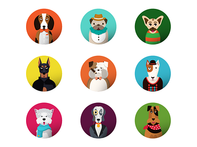 Dogs design flat icon illustration illustrator website