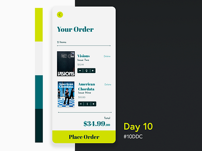Indie Mag Cart / #10DDC 10ddc app branding design ecommerce ecommerce app indie magazine mobile ui ux