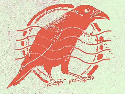Mail stamp crow postcard raven red stamp