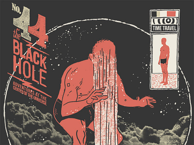 No.44 black hole design illustration man red shirt shop space store t shirt tee tshirt